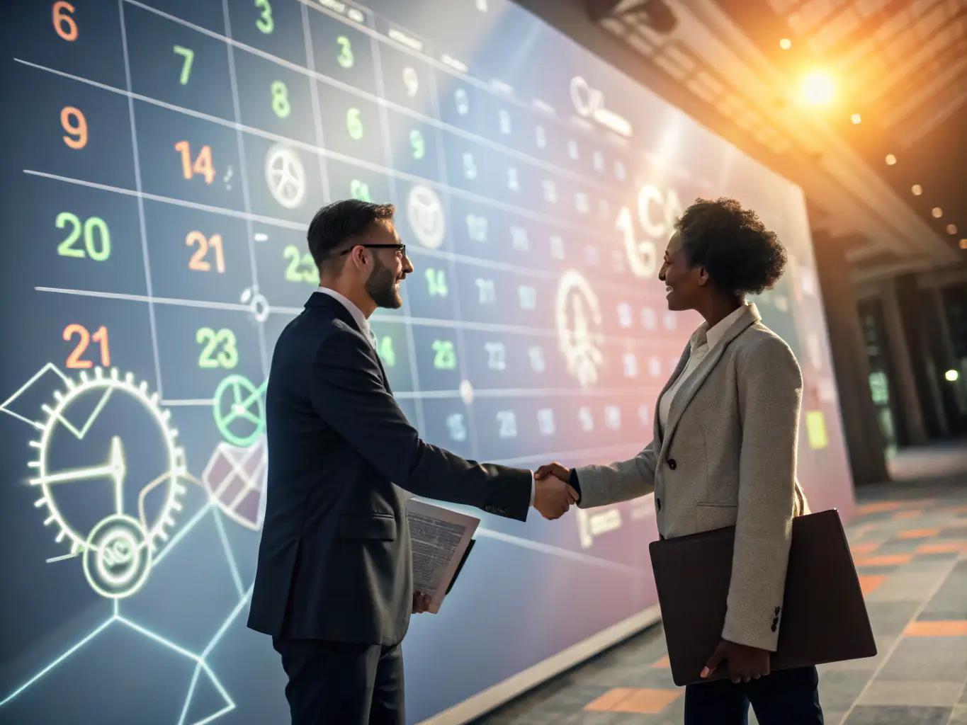 A stylized handshake between business professionals, overlaid with digital network icons and Canadian maple leaf motifs, symbolizing trusted reseller partnerships and collaboration.